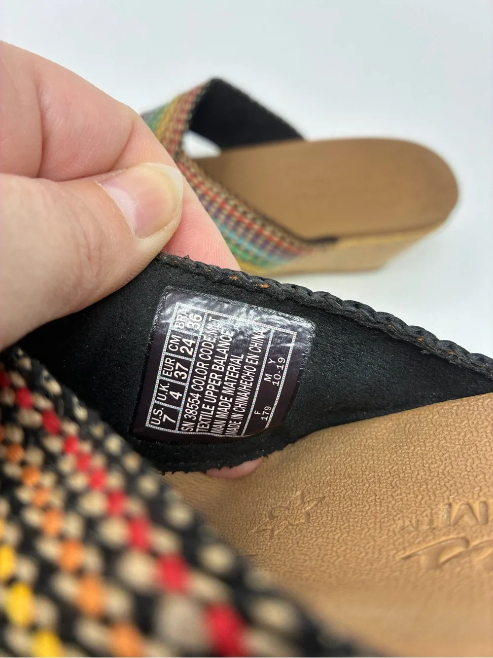 Skechers Multicolor Woven Jute Cork Wedge Sandals w7